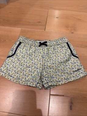 Jr. Swim Kids Yellow Geometric Swim Trunks with Black Trim